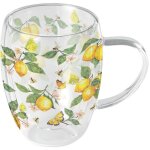 Tasse � th� en verre double paroi citrons et papillons