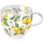 Tasse � th� en verre double paroi citrons et papillons