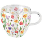 Tasse � th� en verre double paroi fleurs du printemps
