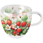 Tasse � th� en verre double paroi fraises d�licieuses