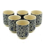 Tasses � tisane - motif bleu - vendu par 6