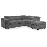 Mobilier deco - tayra - canap d'angle convertible avec coffre en velours ctel gris - angle droit