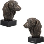 Teckel à poil long - statuette de chien, buste sur socle en pierre, sculpture, trophée pour une exposition ... Teckel à poil long - statuette de chien, buste sur socle en pierre, sculpture, trophée pour une exposition ...