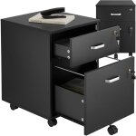 Tectake - caisson  roulettes avec 2 tiroirs pour documents format a5 verrouillable avec cls de rechange ...