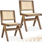 Tectake - chaise en bois lissy avec cannage viennois lot 2 chaises design r�tro ch�ne clair -