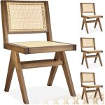 Tectake - chaise en bois lissy avec cannage viennois lot 4 chaises design r�tro ch�ne clair -