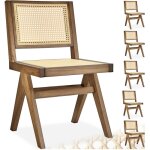 Tectake - chaise en bois lissy avec cannage viennois lot 6 chaises design r�tro ch�ne clair -
