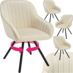Tectake - lot 4 chaises pivotantes � 360� avec accoudoirs velours cr�mes