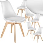 Tectake - lot 6 chaises salle � manger style scandinave forme ergonomique blanc