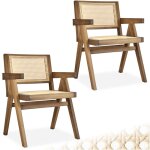 Tectake - chaise de salle à manger lissy avec cannage viennois et accoudoirs 2 chaises chêne clair - Tectake - chaise de salle à manger lissy avec cannage viennois et accoudoirs 2 chaises chêne clair -