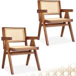 Tectake - chaise de salle  manger lissy avec cannage viennois et accoudoirs 2 chaises chne fonc -