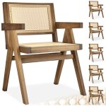 Tectake - chaise de salle à manger lissy avec cannage viennois et accoudoirs 6 chaises chêne clair - Tectake - chaise de salle à manger lissy avec cannage viennois et accoudoirs 6 chaises chêne clair -