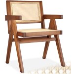 Tectake - chaise de salle  manger lissy avec cannage viennois et accoudoirs chne fonc -