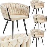 Tectake - lot 4 chaises de salle � manger en velours design nou� sables