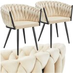 Tectake - lot 2 chaises de salle � manger en velours design nou� sables