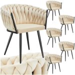 Tectake - set de chaises salle � manger astano velours design nou� lot 6 en sables -