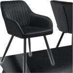 Tectake - chaise marilyn en velours de salle � manger matelass�e capitonn�e noir -