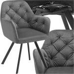 Tectake - fauteuil pivotant 180 en velours rembourr motif matelass gris