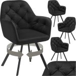 Tectake - lot 4 fauteuils pivotants 180 velours rembourrs motif matelass noir