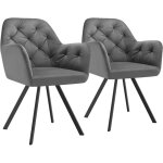 Tectake - lot 2 fauteuils pivotants 180 velours rembourrs motif matelass gris