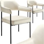 Lot 2 fauteuils rembourrs avec pieds en acier dossier continu blanc