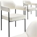 Lot 2 fauteuils rembourrs pieds en acier dossier continu noir / blanc