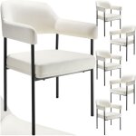 Tectake - lot 6 fauteuils rembourrs pieds en acier dossier continu noir / blanc