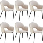 Tectake - lot 6 fauteuils aspect velours rembourr max 120 kg crme