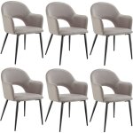 Tectake - lot 6 fauteuils aspect velours rembourr max 120 kg taupe