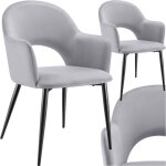 Tectake - lot 2 fauteuils aspect velours rembourré max 120 kg gris clair Tectake - lot 2 fauteuils aspect velours rembourré max 120 kg gris clair