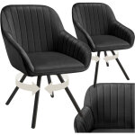 Tectake - lot 2 chaises pivotantes à 360° avec accoudoirs velours noires Tectake - lot 2 chaises pivotantes à 360° avec accoudoirs velours noires