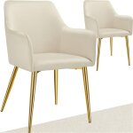 Tectake - lot 2 fauteuils aspect velours rembourrs avec dossier continu beige
