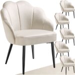 Tectake - lot 6 fauteuils cocktail rembourrés revêtement en velours crème / noir Tectake - lot 6 fauteuils cocktail rembourrés revêtement en velours crème / noir