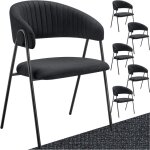 Tectake - lot 6 fauteuils rembourr� ergonomique en tissu 150kg max noir