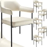 Tectake - lot 6 fauteuils rembourrés avec pieds en acier dossier continu blanc Tectake - lot 6 fauteuils rembourrés avec pieds en acier dossier continu blanc