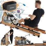 Tectake - rameur en bois en htre massif et pliable avec une rsistance  l'eau rglable sur 4 positions, ...