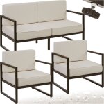 Tectake - salon de jardin comosa pour 4 personnes - marron / beige