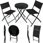 Ensemble table et chaises de jardin bistrot pliable 2 personnes noir