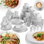 Service de 100 pices en porcelaine salerno pour 12 personnes - blanc