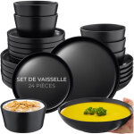 Tectake - service de vaisselle una en gr�s pour 6 personnes - 24 pi�ces