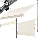 Tectake - store  pince sans perage avec manivelle, rglable en hauteur - 400 x 180 cm, beige