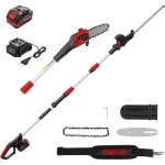 Teeno 2 - en - 1 �lagueur sur perche et taille haie t�lescopique sans fil batterie li - ion 20 v 4. 0ah, ...