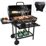 Teeno - barbecue charbon de bois, avec grille de cuisson xxl avec deux �tag�res avec couvercle, �vent ...