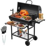 Teeno ? chariot � barbecue charbon xxl avec couvercle ? thermom�tre int�gr� ? tiroir � cendres ? gants ...