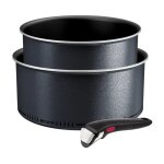 Lot de 2 casseroles aluminium 18 / 20cm + 1 poigne noir tefal l7239003