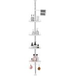 Telescopique coin douche tablette salle de bain 4 étagères 1 ross d'essuie - mains 95 - 305cm blanc Telescopique coin douche tablette salle de bain 4 étagères 1 ross d'essuie - mains 95 - 305cm blanc