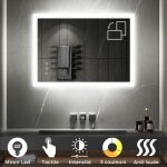 Saniverre - temeo miroir led lumineux fonctions tactiles + antibu�e dimensions - 50 x 70 cm