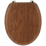 Tendance - abattant wc en bois moul aspect acacia rustique avec kit fixation en acier inoxydable