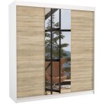 Les tendances - armoire chambre adulte 2 portes coulissantes bois blanc et naturel avec miroir zafa 200cm ... Les tendances - armoire chambre adulte 2 portes coulissantes bois blanc et naturel avec miroir zafa 200cm ...