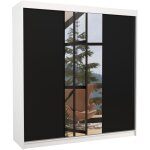 Les tendances - armoire chambre adulte 2 portes coulissantes bois blanc et noir avec miroir zafa 200cm ... Les tendances - armoire chambre adulte 2 portes coulissantes bois blanc et noir avec miroir zafa 200cm ...